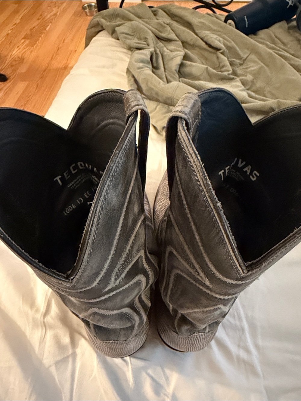 Tecovas Gray Textured Leather Cowboy Boots - Picture 6 of 10